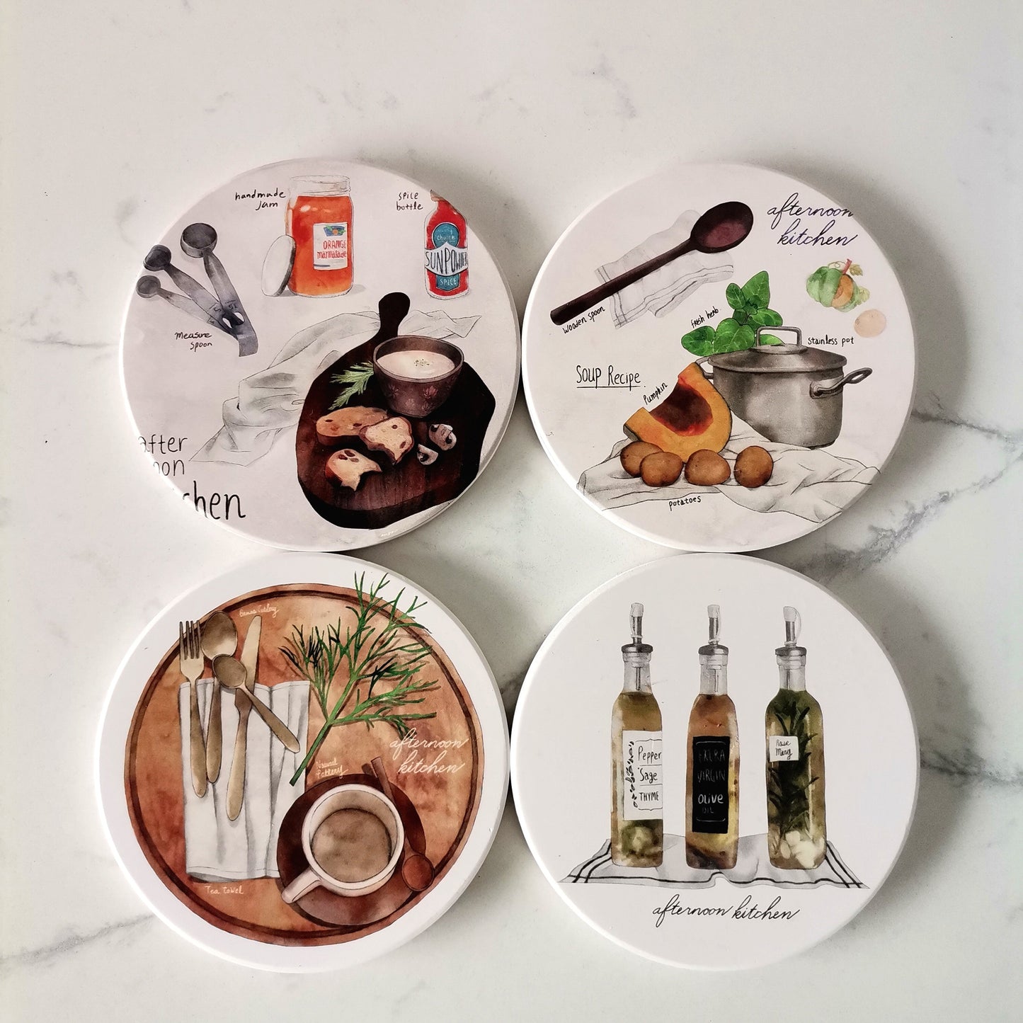 4-IN-1 White Artistic Coasters