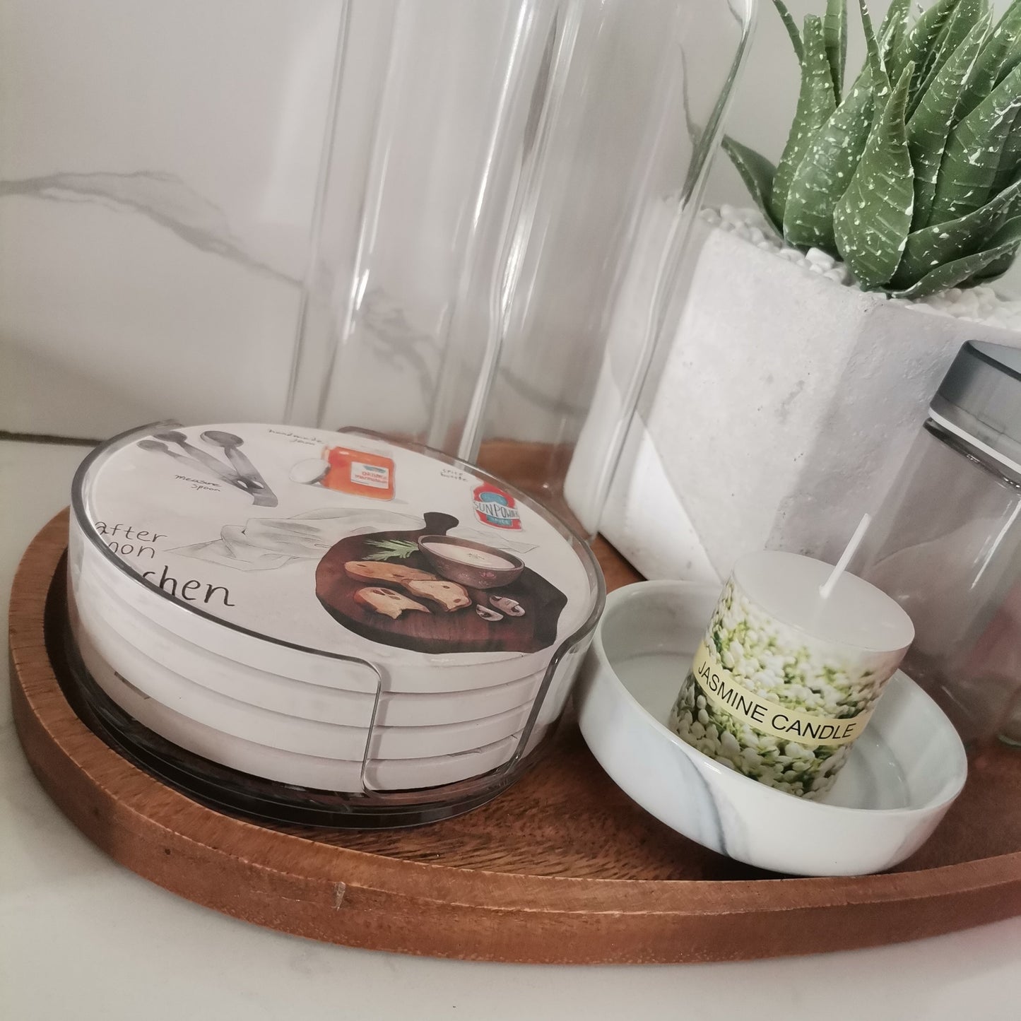 4-IN-1  White Artistic Coasters